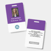 Aangepaste personeelskaart - Naam, foto, logo, .. Badge (Voor- en achterkant)