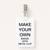 Aangepaste persoonlijke BADGE met METALE CLIP (Voorkant met clip)