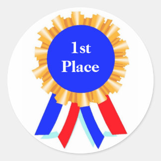 Aangepaste persoonlijke blauwe lintprijsaanduiding ronde sticker