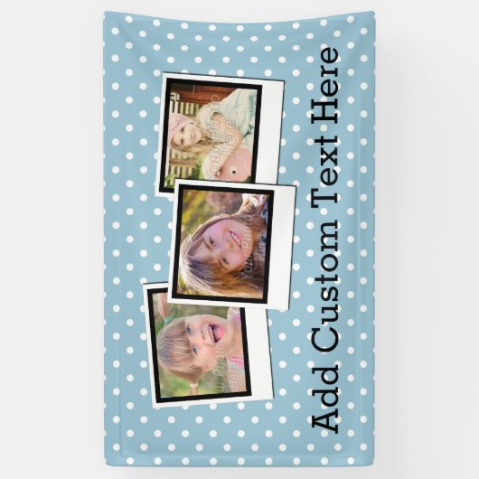 Aangepaste persoonlijke blauwe poolpunt 3 Foto Spandoek (Verticaal)