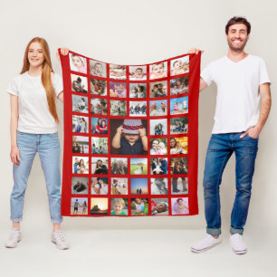 Aangepaste persoonlijke DIY-aangepast fotocollage Fleece Deken
