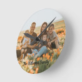 Aangepaste persoonlijke familiefoto en naam ronde klok (Hoek)