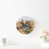 Aangepaste persoonlijke familiefoto en naam ronde klok (Huis)