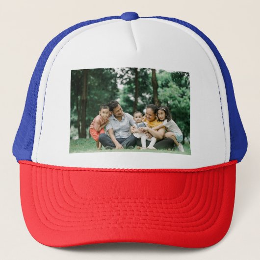 Aangepaste persoonlijke familiefoto trucker pet (Voorkant)