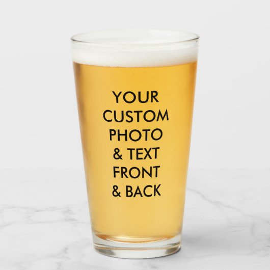Aangepaste persoonlijke FOTO BEER GLASS 16 oz; 1 P Glas (Voorkant gevuld)