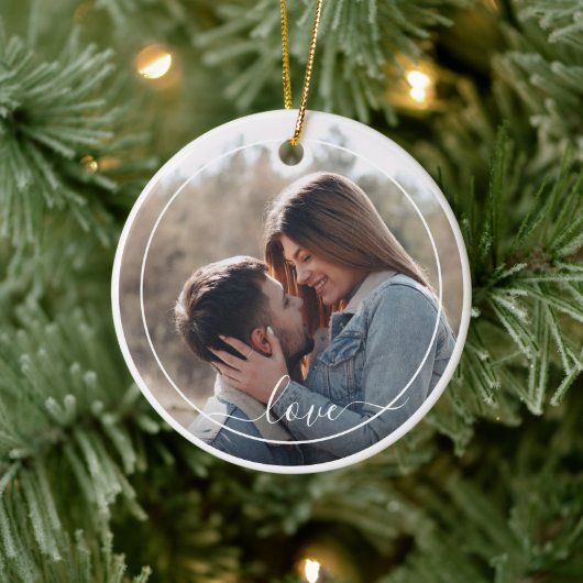 Aangepaste persoonlijke foto Eenvoudige liefdesquo Keramisch Ornament (Boom)