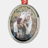 Aangepaste persoonlijke foto Eenvoudige liefdesquo Metalen Ornament (Links)