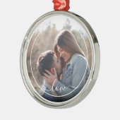Aangepaste persoonlijke foto Eenvoudige liefdesquo Metalen Ornament (Links)