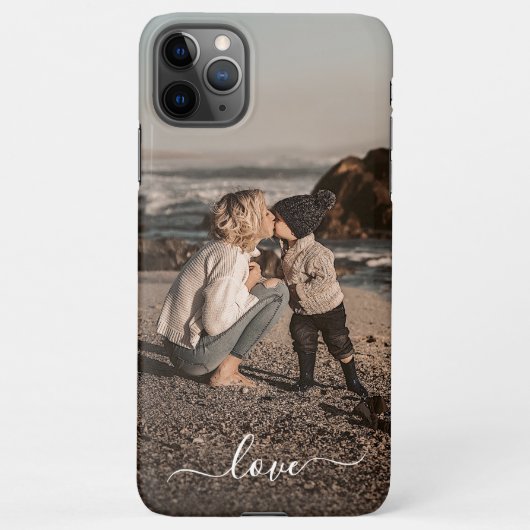 Aangepaste persoonlijke foto Eenvoudige liefdestek iPhone Hoesje (Achterkant)