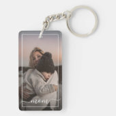 Aangepaste persoonlijke foto Eenvoudige mam-tekst Sleutelhanger (achterkant)