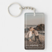 Aangepaste persoonlijke foto Eenvoudige mam-tekst Sleutelhanger (Voorkant)