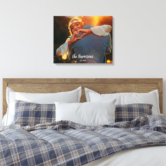 Aangepaste persoonlijke foto-Pas getrouwd van Coup Canvas Afdruk (Insitu (Slaapkamer))