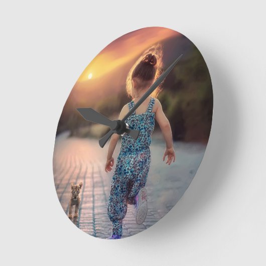 Aangepaste persoonlijke foto ronde klok (Hoek)