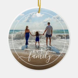 Aangepaste persoonlijke foto-sjabloon Onze gezinst Keramisch Ornament