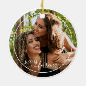 Aangepaste persoonlijke foto-sjabloonzussers voor  keramisch ornament (Achterkant)