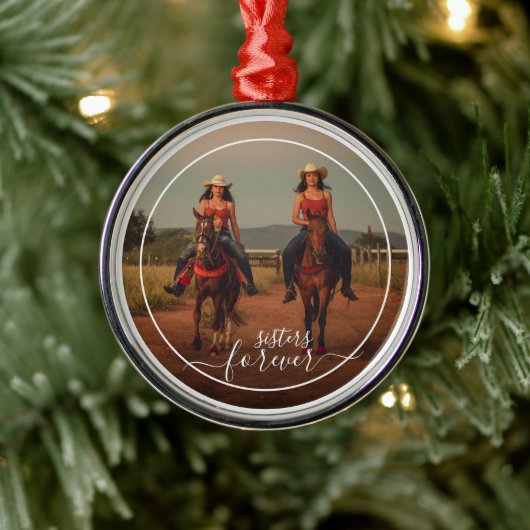 Aangepaste persoonlijke foto-sjabloonzussers voor  metalen ornament (Boom)