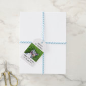 Aangepaste persoonlijke foto-uppy Dog Birthday Par Cadeaulabel (Met Touw)