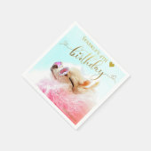 Aangepaste persoonlijke foto-uppy Dog Birthday Par Servet (Hoek)