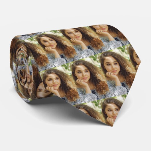 Aangepaste persoonlijke fotocollage stropdas (Opgerold)