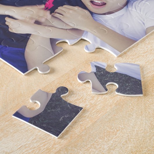 Aangepaste persoonlijke foto's en tekst jigzaag P Legpuzzel (Zijkant)