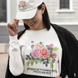 Aangepaste persoonlijke foto's Foto maken Floral v T-shirt