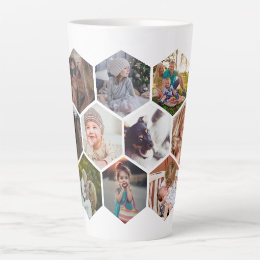 Aangepaste persoonlijke foto's van de Honeycomb-fa Latte Mok (Voorkant)