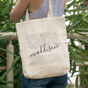 Aangepaste persoonlijke 'Girls Weekend Trip' Tote Bag