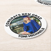 Aangepaste persoonlijke graduatie-partij ronde kartonnen onderzetter (Gebogen)