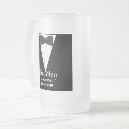 Aangepaste persoonlijke Groomsmen of Beste Man Cad Matglas Bierpul (Voorkant links)
