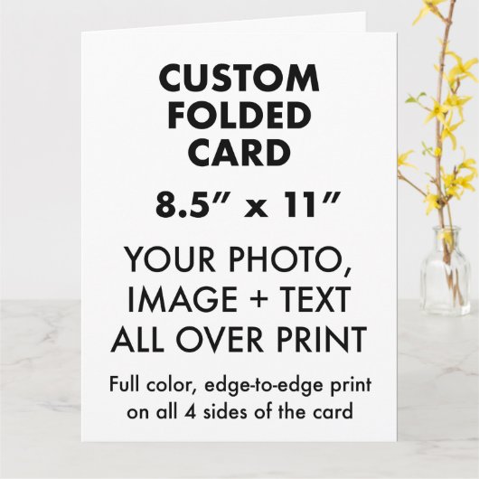 Aangepaste persoonlijke grote 11 x 8,5-inch gevouw kaart (Gele Bloem)