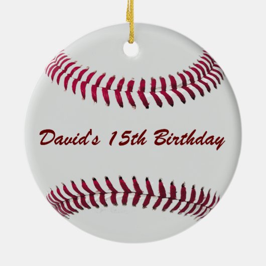 Aangepaste persoonlijke honkbalversiering keramisch ornament (Achterkant)