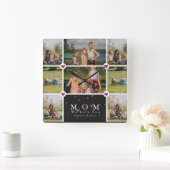 Aangepaste persoonlijke liefde Je moeder 8 Fotocol Vierkante Klok (Huis)