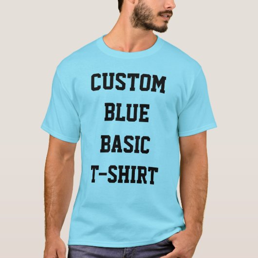 Aangepaste persoonlijke Mannen BASIC LIGHT BLUE T- T-shirt (Voorkant)
