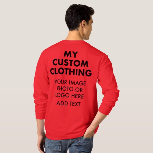 Aangepaste persoonlijke MANNEN LANG SLEEVE T-SHIRT (Achterkant volledig)