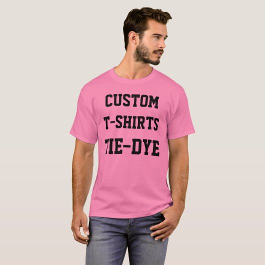 Aangepaste persoonlijke Mannen PINK STROPDAS-DYE T T-shirt (Voorkant volledig)