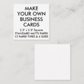 Aangepaste persoonlijke MATTE Square Visitekaartje (Voorkant / Achterkant)