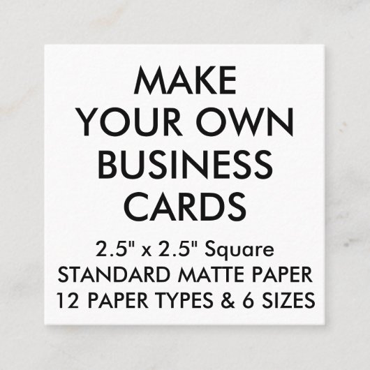 Aangepaste persoonlijke MATTE Square Visitekaartje (Voorkant)