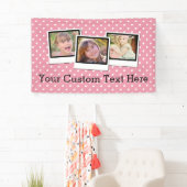 Aangepaste persoonlijke meisjesroze pooldot 3 Foto Spandoek (Insitu)