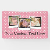 Aangepaste persoonlijke meisjesroze pooldot 3 Foto Spandoek (Horizontaal)