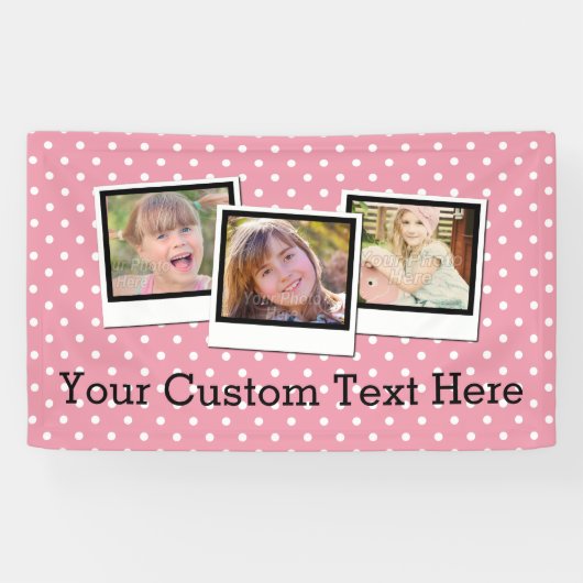 Aangepaste persoonlijke meisjesroze pooldot 3 Foto Spandoek (Horizontaal)