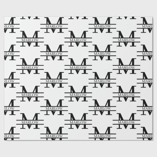 Aangepaste persoonlijke monogram naam legant cadeaupapier (Vlak)