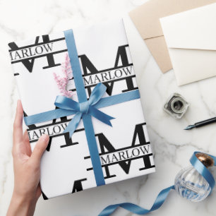 Aangepaste persoonlijke monogram naam legant cadeaupapier