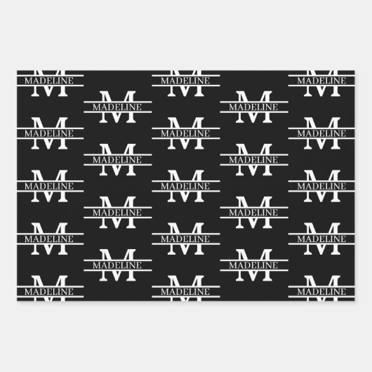 Aangepaste persoonlijke monogram naam legant inpakpapier vel (Voorkant 2)