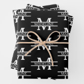 Aangepaste persoonlijke monogram naam legant inpakpapier vel (In situ)