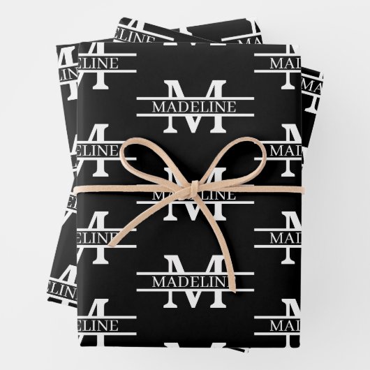 Aangepaste persoonlijke monogram naam legant inpakpapier vel (In situ)