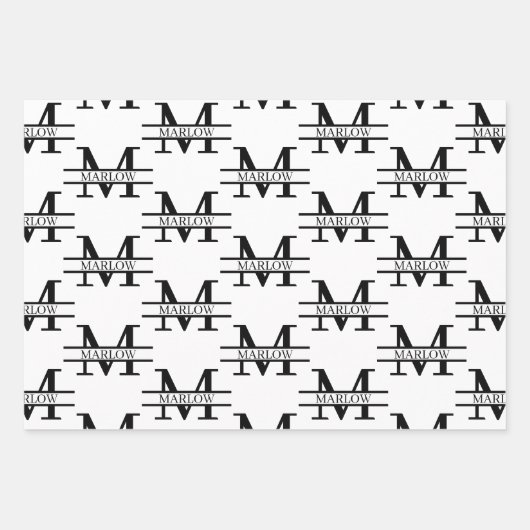 Aangepaste persoonlijke monogram naam legant inpakpapier vel (Voorkant 3)