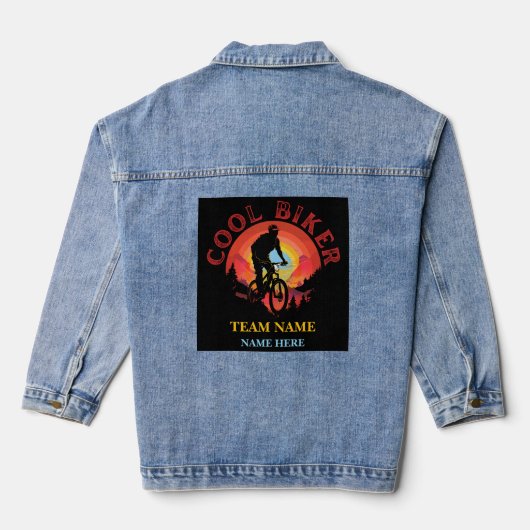 Aangepaste persoonlijke naam Cool Biker Biking Tea Denim Jacket (Achterkant)