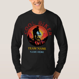 Aangepaste persoonlijke naam Cool Biker Biking Tea T-shirt
