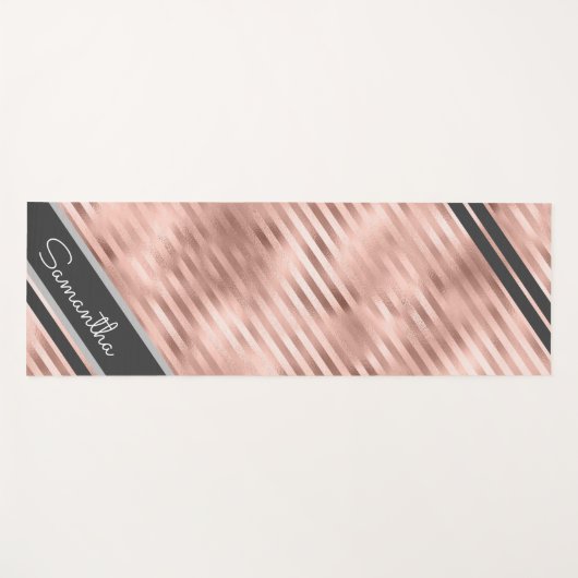 Aangepaste persoonlijke naam Faux Foil Stripe Yogamat (Voorkant (horizontaal))