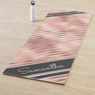 Aangepaste persoonlijke naam Faux Foil Stripe Yogamat